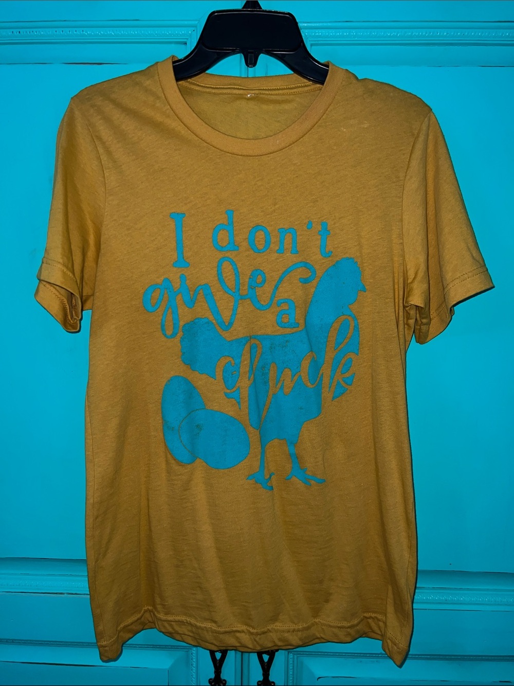 Bella Canvas Mustard Yellow Tee with Blue Graphic